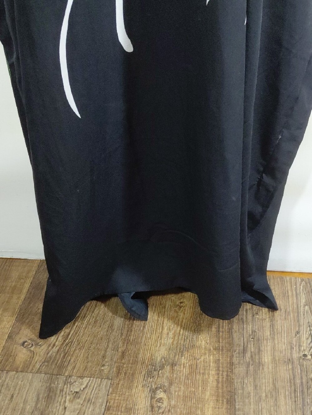Black Caftan with Colorful Floral & Butterfly Print One Size - Picture 6 of 8
